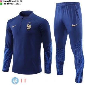 Felpa Da Allenamento Set Completo Francia 2022 Blu Navy