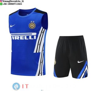 Senza Maniche Set Completo Maglia Inter Milan 2025/2026 Blu Nero