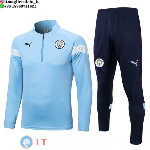 Felpa Da Allenamento Set Completo Manchester city 22-23 Blu Bianco