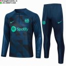 Felpa Da Allenamento Bambino Set Completo Barcellona 23-24 Blu Navy Verde