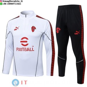 Tuta da Allenamento AC Milan Mezza Cerniera AC Milan 25-26 Bianco Nero Rosso
