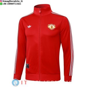 Giacca Lunga Zip Manchester United 25-26 Rosso Giallo