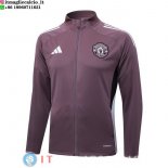 Giacca Lunga Zip Manchester United 25-26 Purpureo Bianco Giacca Lunga Zip Manchester United 25-26 Purpureo Bianco