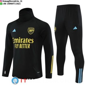 Felpa Da Allenamento Bambino Set Completo Arsenal 23-24 Nero I Giallo