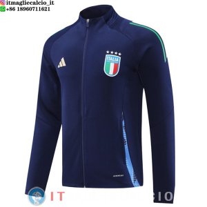 Giacca Lunga Zip Italia 2024 Blu Navy
