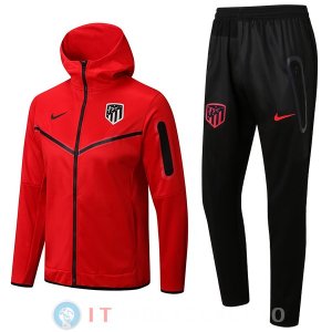 Felpa Cappuccio Set Completo Atletico Madrid 22-23 Rosso Nero