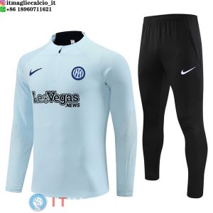 Felpa Da Allenamento Bambino Set Completo Inter Milan 23-24 Blu Luce Nero