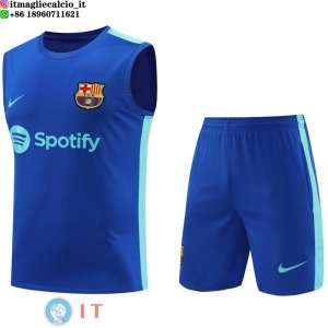 Senza Maniche Set Completo Maglia Barcellona 2023/2024 I Blu