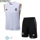 Senza Maniche Set Completo Maglia Real Madrid 2023/2024 Bianco Giallo Nero