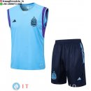 Senza Maniche Set Completo Maglia Argentina 2023 Blu Luce