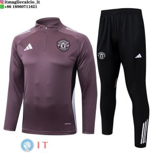 Felpa Da Allenamento Set Completo Manchester united 25-26 Purpureo Nero